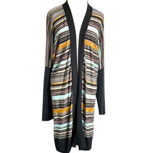 Vintage Missoni Colourful Striped Wool Blend Open Duster Cardigan - 14/L-XL 🇮🇹
